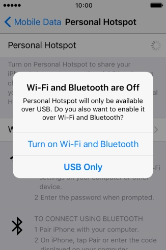Press Turn on Wi-Fi and Bluetooth.
