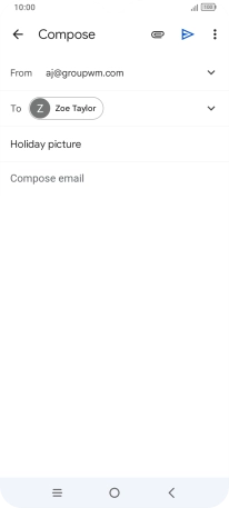 Press the text input field and write the text for your email message.