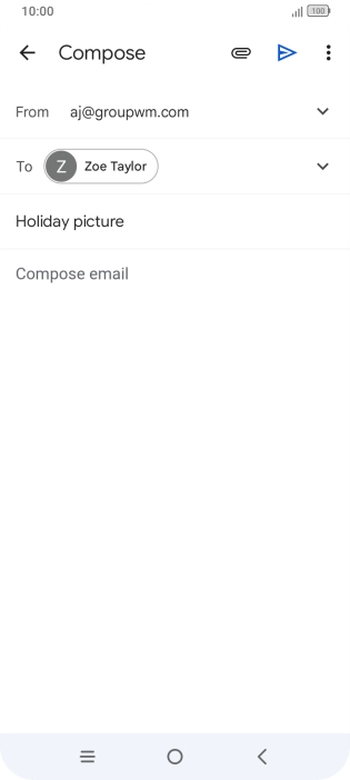 Press the text input field and write the text for your email message.