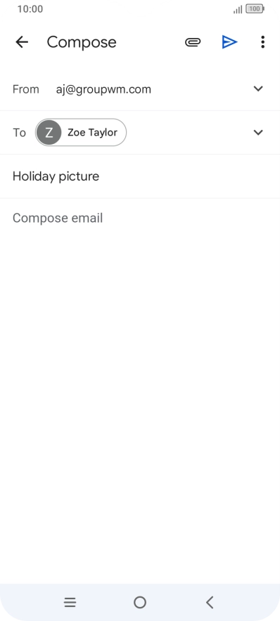 Press the text input field and write the text for your email message.