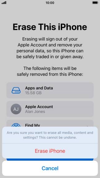 Press Erase iPhone.