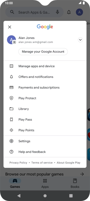 Press Manage apps and device.
