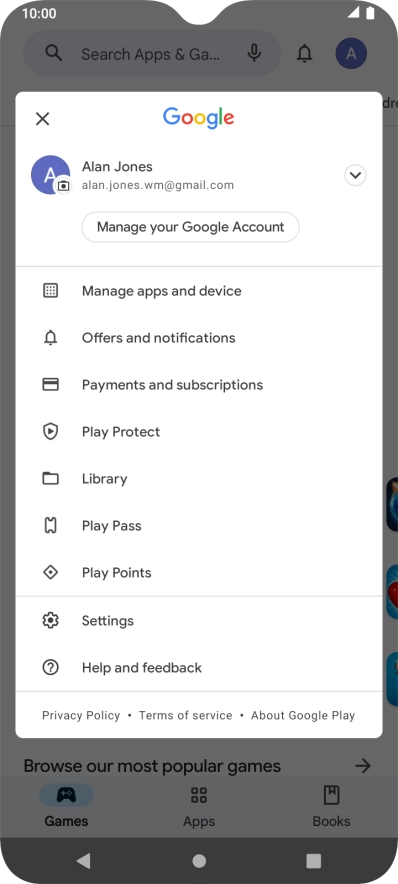 Press Manage apps and device.