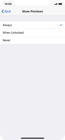 To select notification preview on the lock screen, press Always.