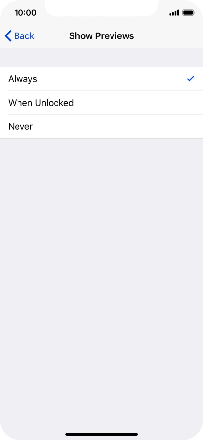 To select notification preview on the lock screen, press Always.