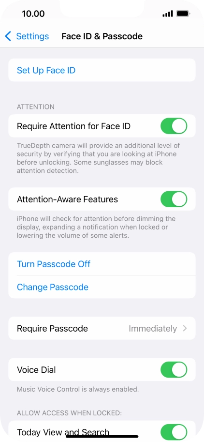 Press Turn Passcode Off and key in the phone lock code.
