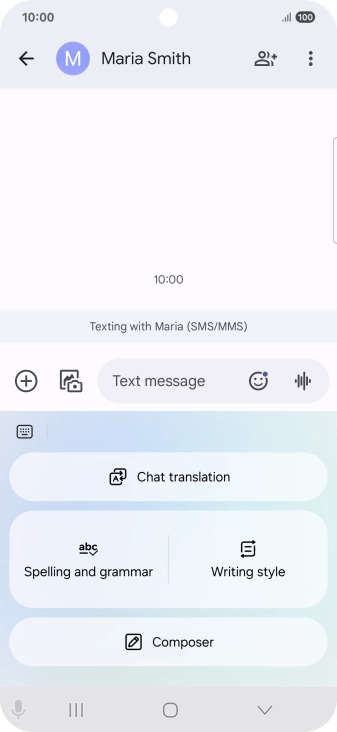 To generate a text, press Composer and follow the instructions on the screen to use the function.