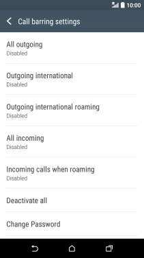 Press the required barring type.