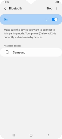 Press the required Bluetooth device and follow the instructions on the screen to pair the device with your phone.