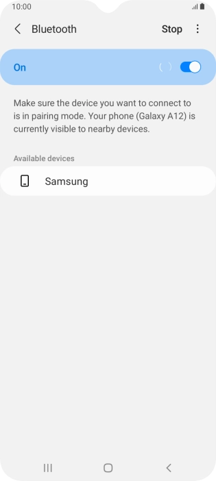 Press the required Bluetooth device and follow the instructions on the screen to pair the device with your phone.