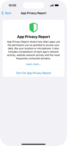 Press Turn On App Privacy Report to turn on the function.