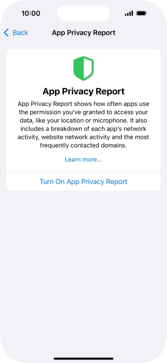Press Turn On App Privacy Report to turn on the function.