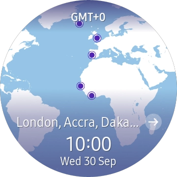 Turn the Rotating bezel right or left to select the required time zone.