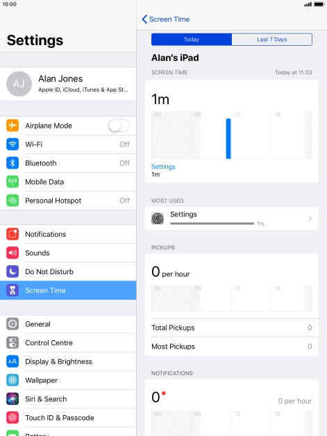 Press Last 7 Days to see your use for the past week.