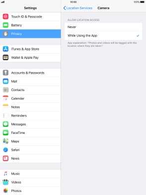 Press the required setting to turn the function on or off.