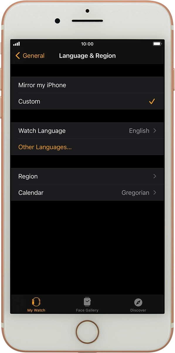 On your phone: Press Watch Language.