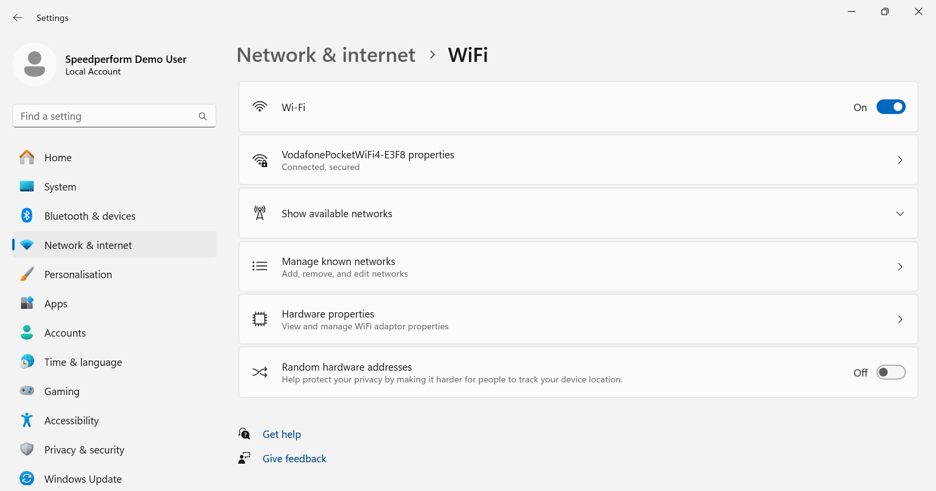 Click Manage known networks.