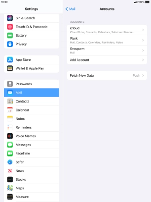 Press the name of the email account you've just set up. Press the name of the email account you've just set up.
