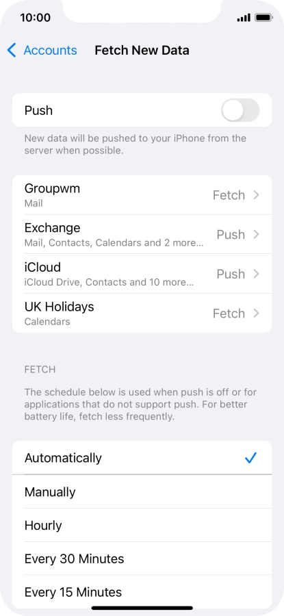 If you turn off the function, press the required setting.