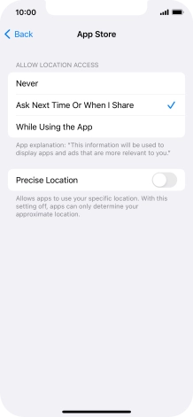 Press the required setting to turn the function on or off.