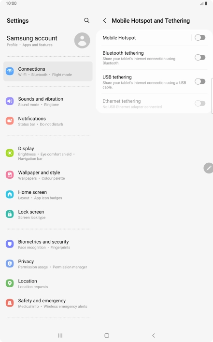 Press Mobile Hotspot. Press Mobile Hotspot.