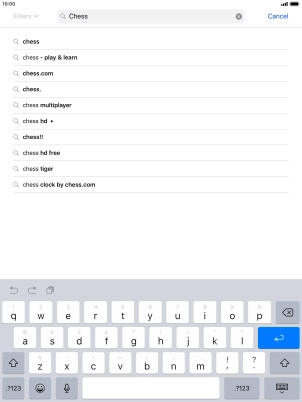 Key in the name or subject of the required app and press enter.