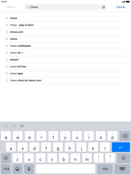 Key in the name or subject of the required app and press enter.