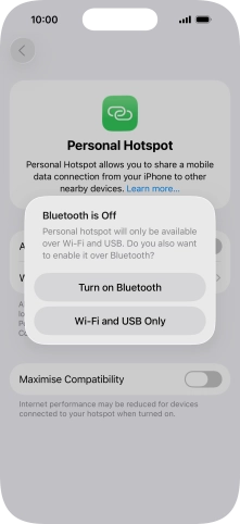 If Wi-Fi is turned on, press Wi-Fi and USB Only.