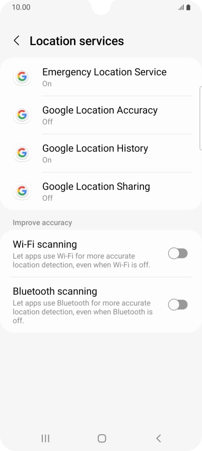 Press Google Location Accuracy.