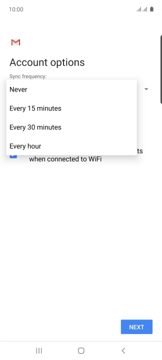 Press the required setting.