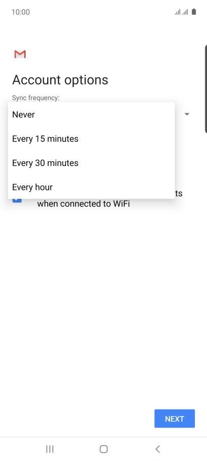 Press the required setting.