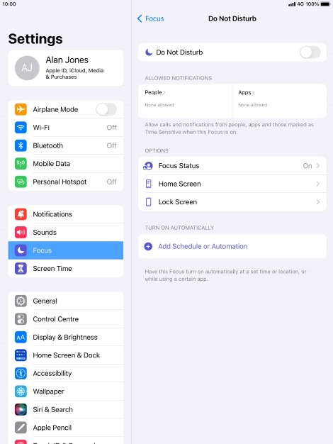 Press People and follow the instructions on the screen to select which contacts you would like to receive calls and notifications from when Do Not Disturb is turned on.
