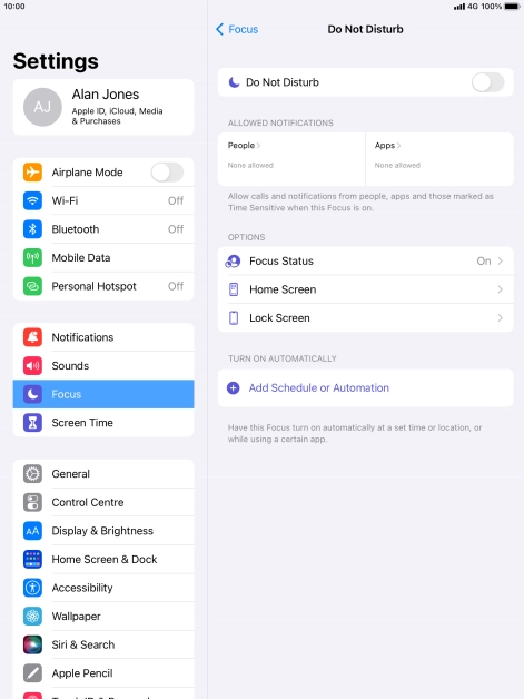 Press People and follow the instructions on the screen to select which contacts you would like to receive calls and notifications from when Do Not Disturb is turned on.