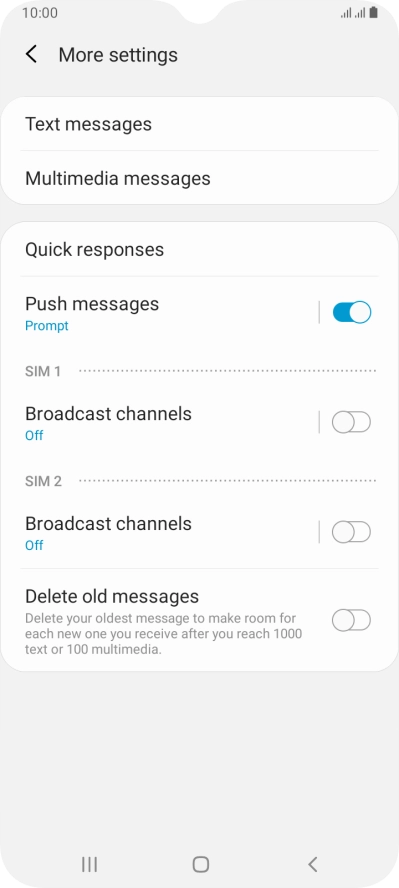 Press Text messages.