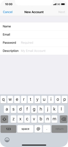 Press Password and key in the password for your email account.