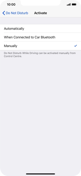 Press the required setting.