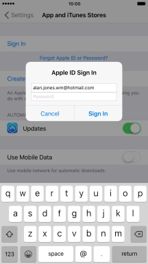 Press Password and key in the password for your Apple ID.