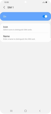 Press the indicator to turn use of the SIM on or off.
