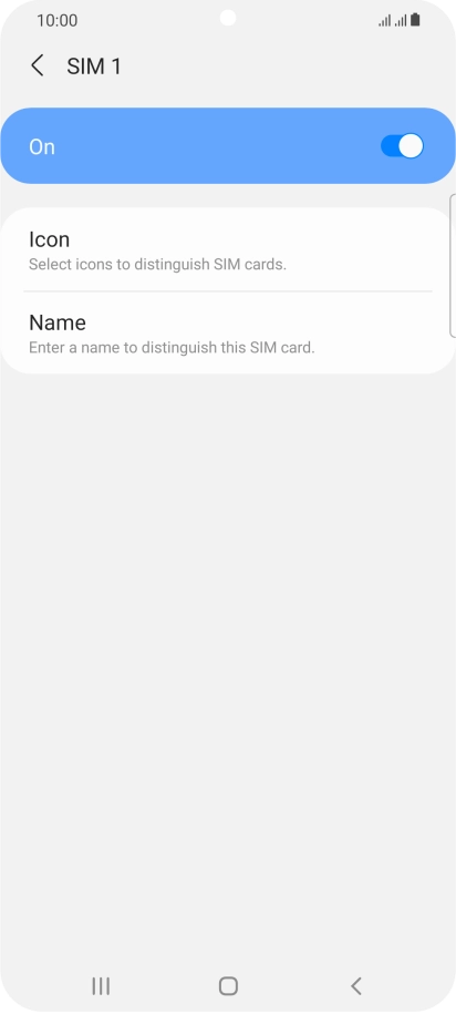 Press the indicator to turn use of the SIM on or off.