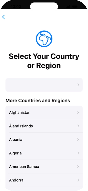Press the required country or area.