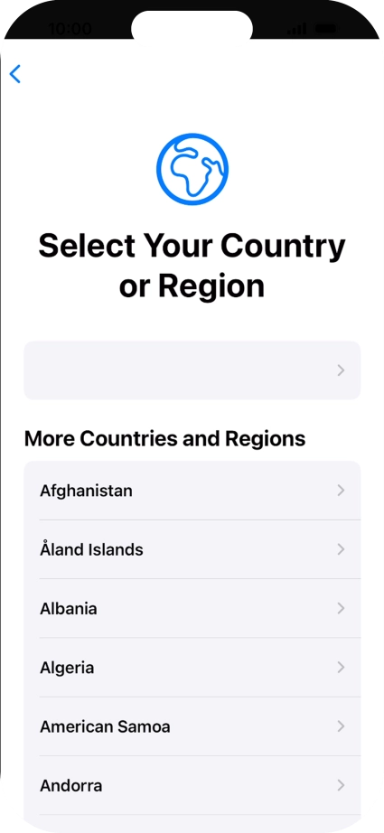 Press the required country or area.