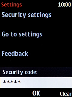 Key in the phone lock code (default is 12345) and press the Navigation key. Wait a moment while the factory default settings are restored.