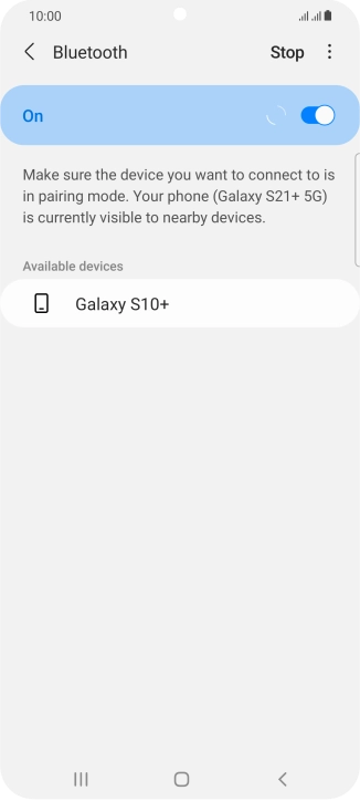 Press the required Bluetooth device and follow the instructions on the screen to pair the device with your phone.