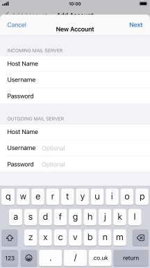 Press Username and key in the username for your email account. Please note that if you're using Vodafone's outgoing server, leave the username field empty.