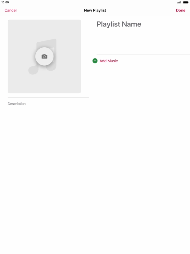 Press the text input field and key in a name for the playlist. Press the text input field and key in a name for the playlist.