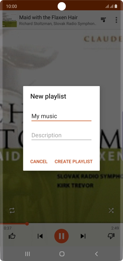 Key in a name for the playlist and press CREATE PLAYLIST.