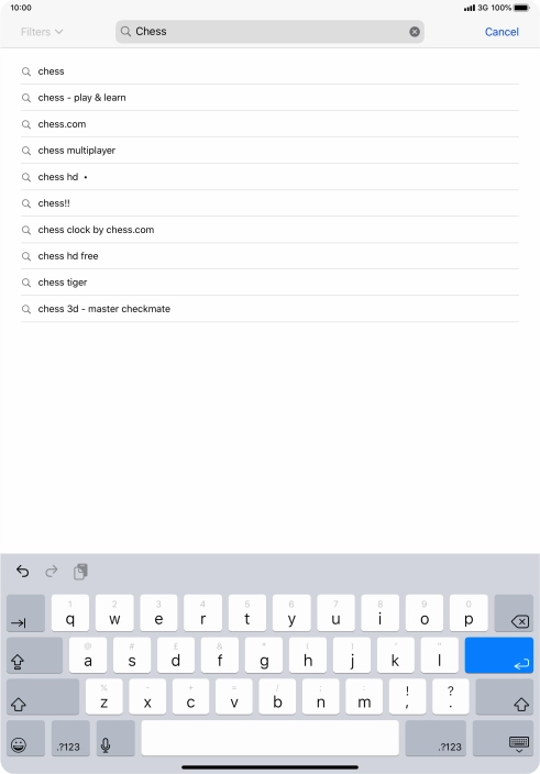 Key in the name or subject of the required app and press enter.