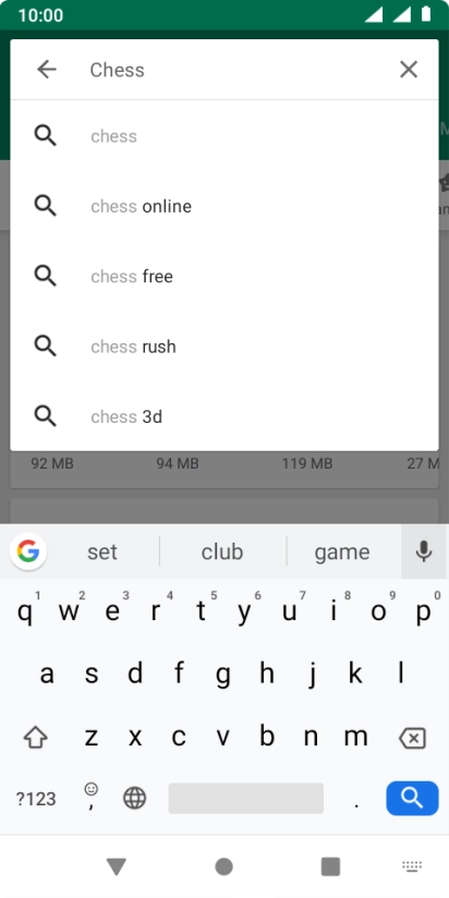 Key in the name or subject of the required app and press the search icon.