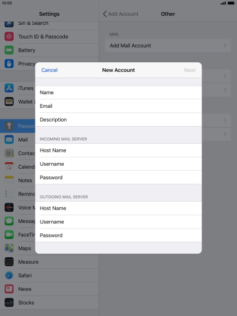 Press Host Name and key in the name or IP address of your email provider's outgoing server. Please note that if you can't send email messages when using your email provider's outgoing server, key in smtp.vodafone.net.au (Vodafone's outgoing server).