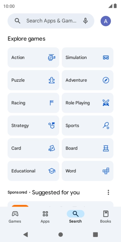 Press the search field.